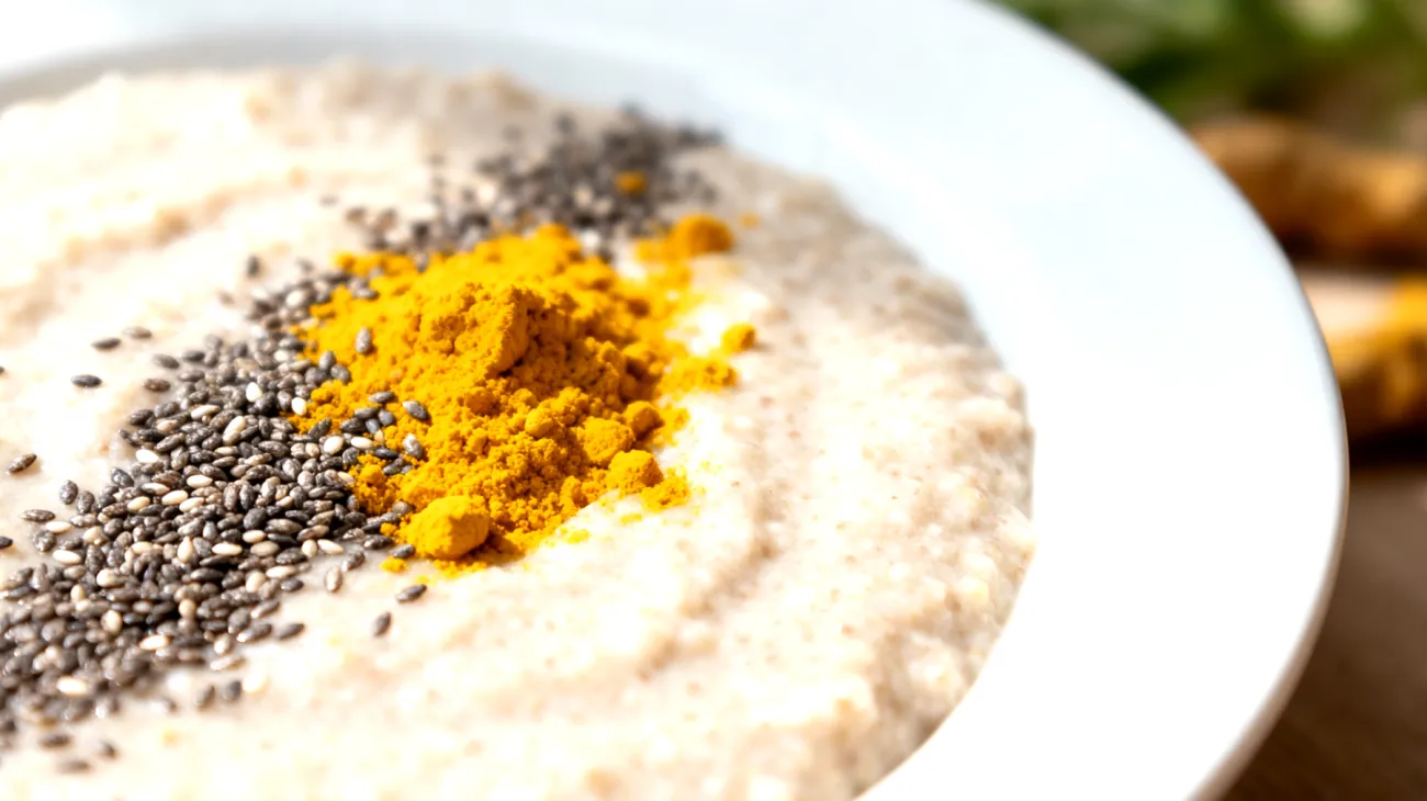 Amaranth-Porridge mit Chiasamen und Kurkuma"
