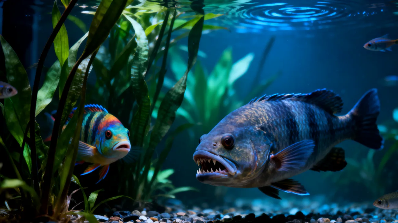 Aggressive Territorialverhalten von Fischen gegenüber anderen Aquariumbewohnern führt zu Stress, Verletzungen und gestörter Fütterung im Gemeinschaftsaquarium"