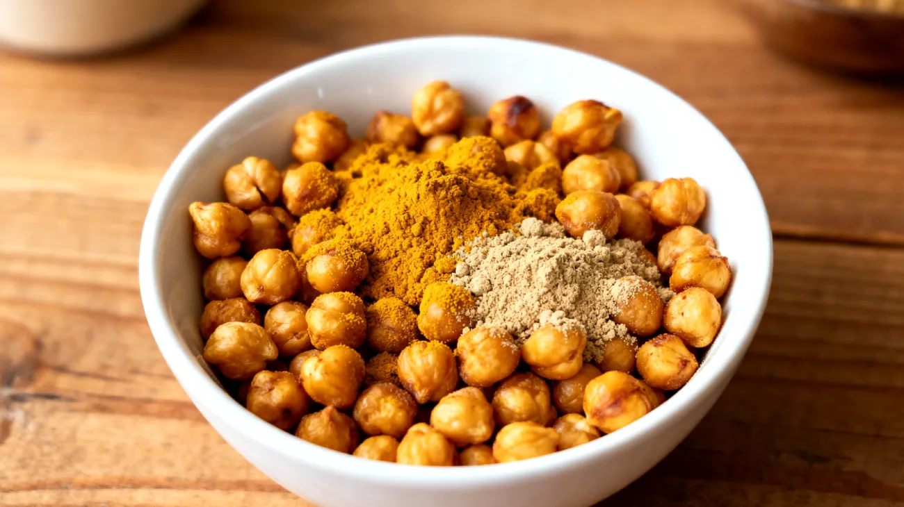 Kichererbsen-Röstmischung mit Kurkuma und Maca-Pulver"