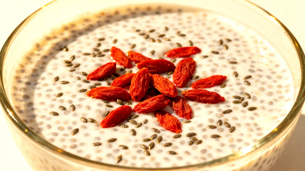 Chiasamen-Pudding mit Goji-Beeren und Hanfsamen"
